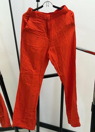 Червоні лляні штани h&m
