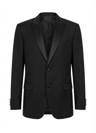 Мужской классический пиджак / смокинг tailor & son / черный элегантный жакет с атласными лацканами размер 58 (xxl)