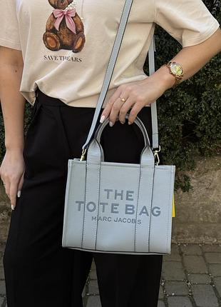 Сумка - шоппер marc jacobs the leather small tote bag blue голубой женский