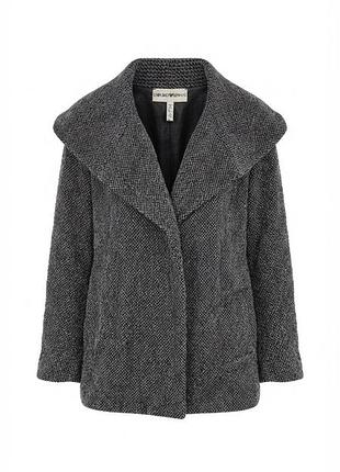 Женское брендовое полупальто / куртка emporio armani / брендовое серое шерстяное пальто с объемным воротником размер 40 (s)