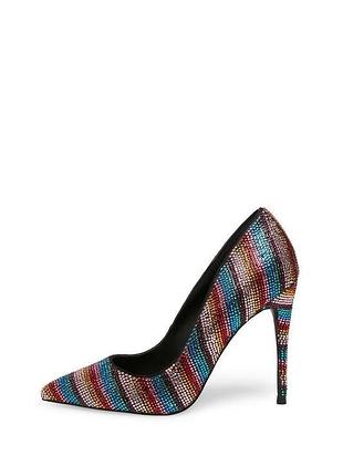 Яркие брендовые туфли на шпильке steve madden / разноцветные туфли-лодочки со стразами и камнями радуга размер 39