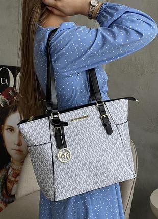Сумка - шоппер michael kors charlotte top zip tote shoulder bag женский белый