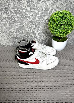 Nike court borough low 2 кроссовки 32 размер детские кожаные белые