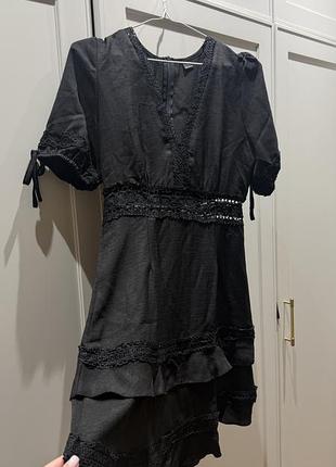 Лляна коротка сукня чорна розміру с