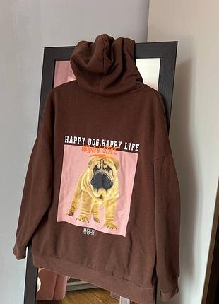 Коричневе худі fbsister s-m «happy dog happy life»