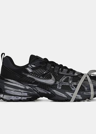 Черные кроссовки унисекс nike v2k runtekk black silver custom х найк 43