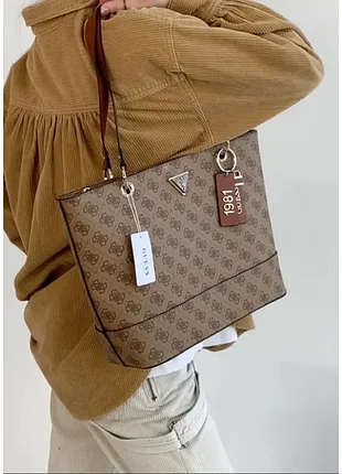 Сумка - шоппер guess light brown коричневый женский