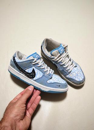 Кросівки жіночі dior x nike sb dunk low блакитний найк данк низькі р37,5