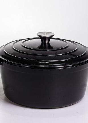 Каструля чавунна емальована 6,5 л, чорний yiwu hp-flg-3 black