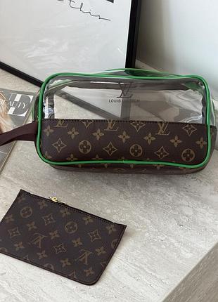 Жіноча косметичка louis vuitton 2 в 1 коричневий+зелений