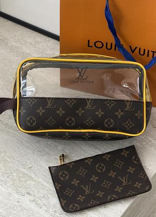Жіноча косметичка louis vuitton 2 в 1 коричневий+жовтий