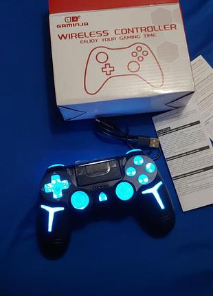 Бездротовий геймпад ps4/ps3/пк/ android джойстик gaminja p412 led новий
