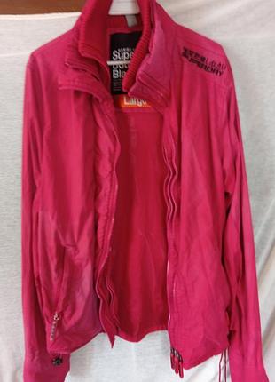 Ярко-розовая куртка ветровка superdry windcheater double black 56 г. l