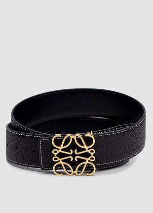 💫 loewe anagram belt in pebble grain calfskin black/gold