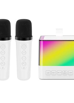 Мини-детское караоке с rgb-подсветкой k18 ∙ bluetooth-колонка k18 с 2 микрофонами