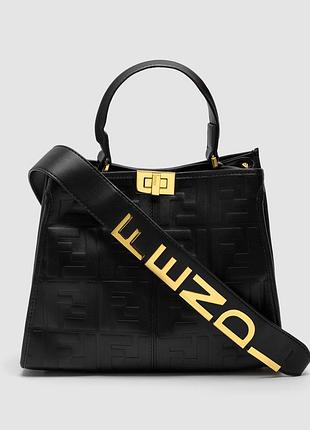 💎 fendi black leather large iconic essentially peekaboo top handle