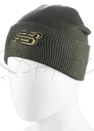 Шапка котонова подвійна з вишивкою на відвороті new balance ottr558 темний хакі