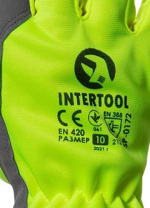 Перчатка intertool комбинированная козья кожа флуоресцентная зеленая 10" (sp-0172) 2