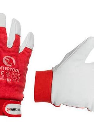 Перчатка intertool комбинированная козья кожа с манжетом 10" (sp-0013)