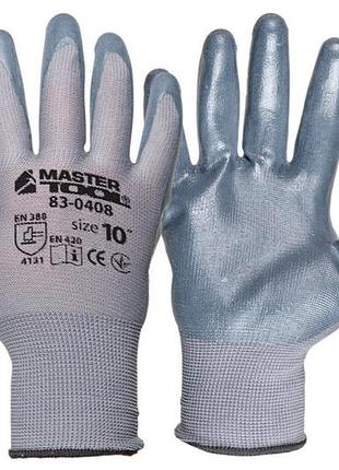 Рукавичка mastertool нітрилова сіра 10" (83-0408) (6 шт.)