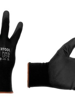 Рукавичка intertool поліуретанова чорна 7" (sp-0166) (12 шт.)