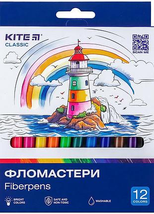 Фломастеры kite classic k-447, 12 цветов