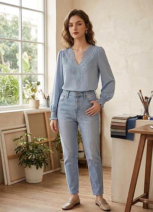Жіночі блакитні вільні джинси з висоою посадкою від madewell