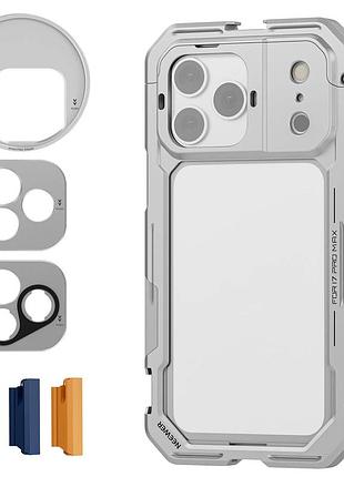 Клетка корпус для iphone 17 pro max neewer pa144 silver с адаптером для фильтра 67мм, объектива 17мм и т-байонетом