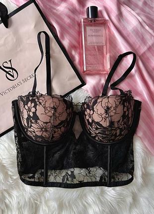 Оригінальний мереживний корсет-бюстьє victoria's secret luxe lingerie, 32dd / e70