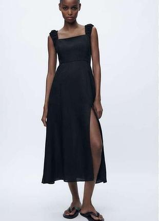 Платье zara с размером по ноге из льна.