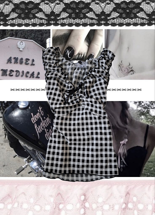 Топ майка coquette vintage винтаж гранж в клетку с бантиком downtown opium grunge y2k dollskill lolitta
