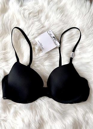 Базовий чорний бюстгальтер пуш-ап (push-up) від calvin klein, 34b/75b