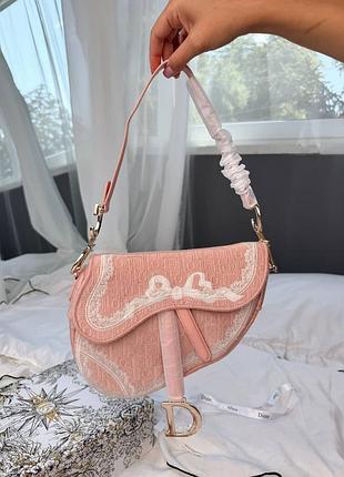 Женская сумка премиум saddle bag toile de jouy pink