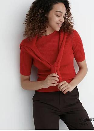 Топ з тонкої вовни мериноса в рубчик uniqlo