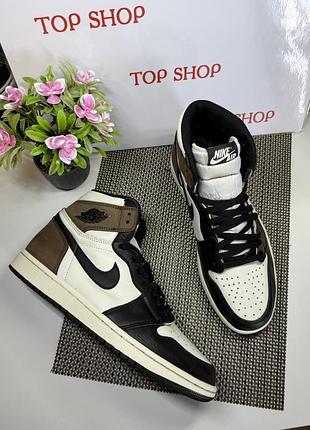 Оригінальні шкіряні кросівки air jordan 1 retro high dark mocha
