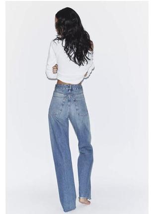 Стильні wide leg джинси zara з високою посадкою і необробленим низом 36р