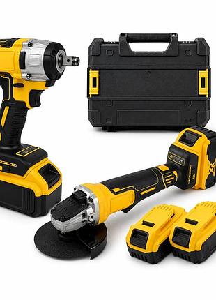 Набор инструментов krafftec 48v 2в1 • аккумуляторная болгарка и гайковерт krafftec 48v для ремонта, гаража и мастерской