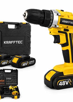 Аккумуляторный шуруповерт krafftec 48v 6ah • шуруповерт krafftec 48v 6ah для сборки мебели, монтажа крепежа и ремонтных работ