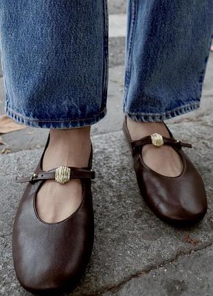 Балетки жіночі zara, шкіра, 37р