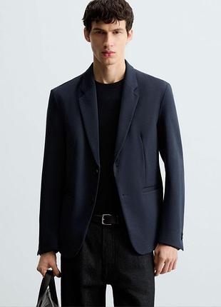 Новый темно-синий пиджак primark slim fit (stretch) - размер 52 (42r)