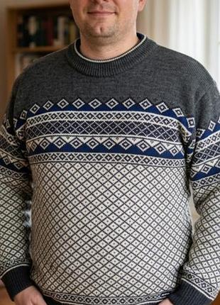 Теплий напів вовняний светр eisbär sport з норвезьким орнаментом  /32