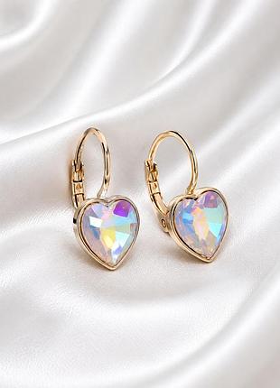 Серьги с кристаллами swarovski, медзолото xp 18k. 2 см.