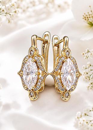 Сережки медзолото xuping jewelry 18k. 2,2 см.
