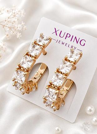 Серьги дорожка медзолото xuping 18k. 2 см.