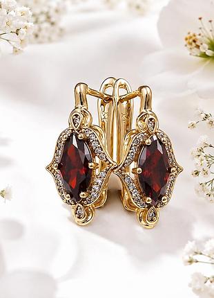 Сережки медзолото xuping jewelry 18k. 2,2 см.