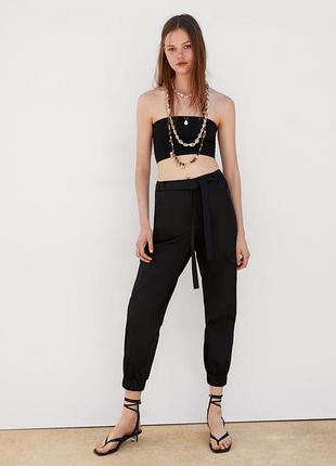 Zara актуальные брюки карго на резинке внизу/ хлопок