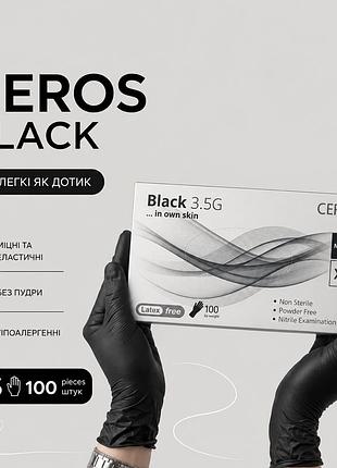 Перчатки нитриловые черные ceros black, р-р xs, 100 шт