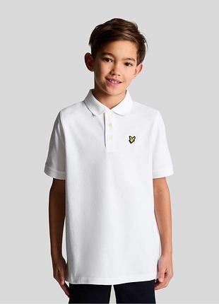 Оригінальне біле поло lyle & scott plain polo для школи на хлопчика 12-13 років