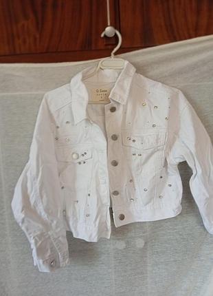 Біла укорочена джинсовка ci sono denim зі стразами розмір s