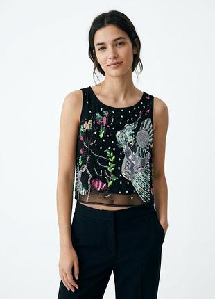1+1=3! коротка майка з вишивкою та лелітками zara